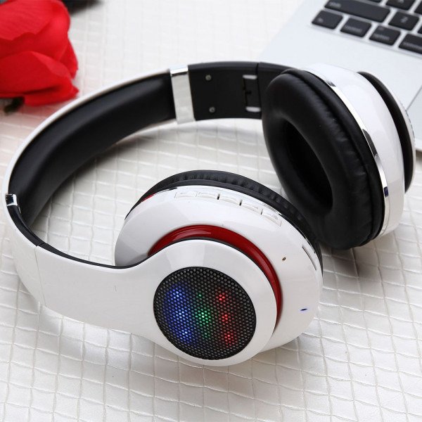 Wholesale LED Light HD Wireless Bluetooth Stereo Headphone STN460L (White)